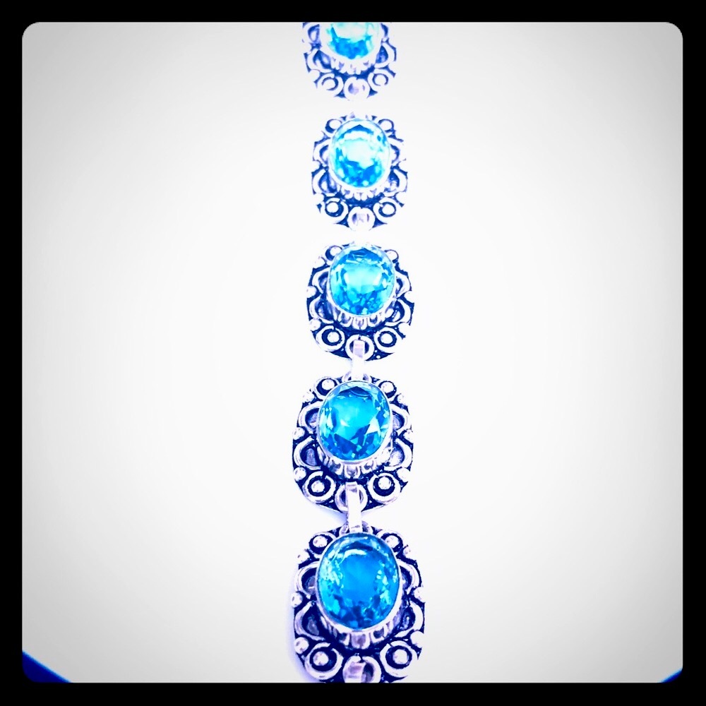 Sterling Silver Stained Glass Bracelet 7.5”